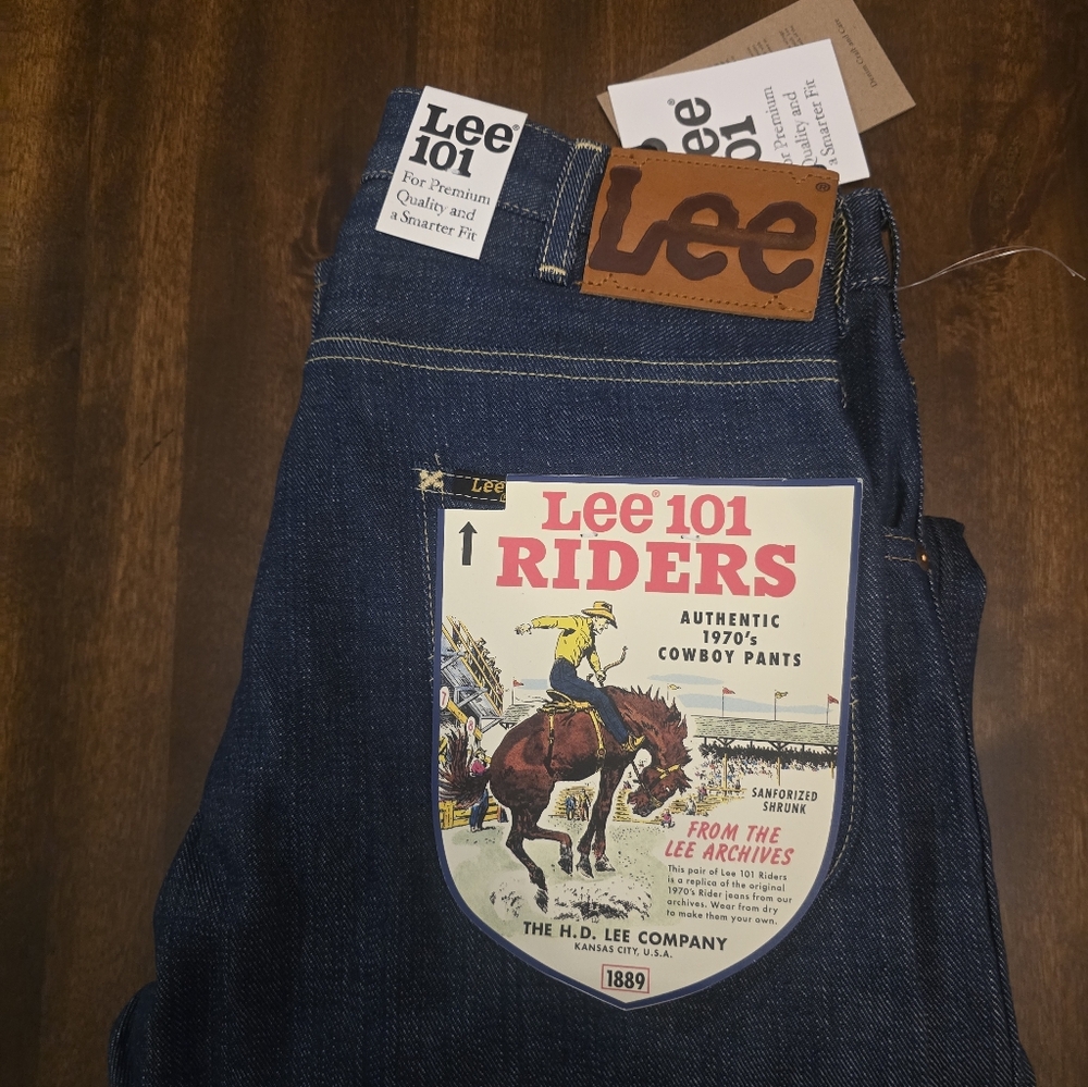 Lee 101 Rider Premium Japanese  Selvedge Denim 13oz. NWT 28W 32L